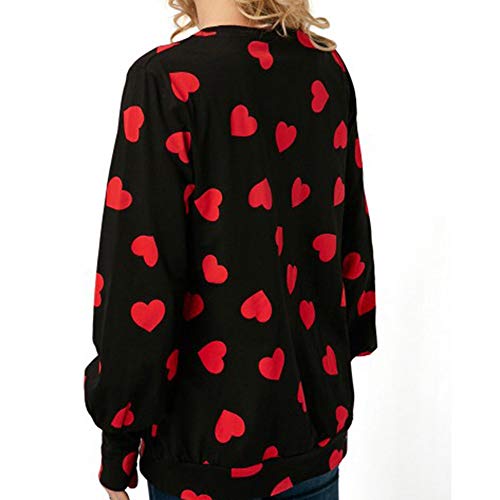 KEERADS Women Sweatshirt Camisas Casuales de Manga Larga con Estampado de Corazones Sudaderas para Mujer