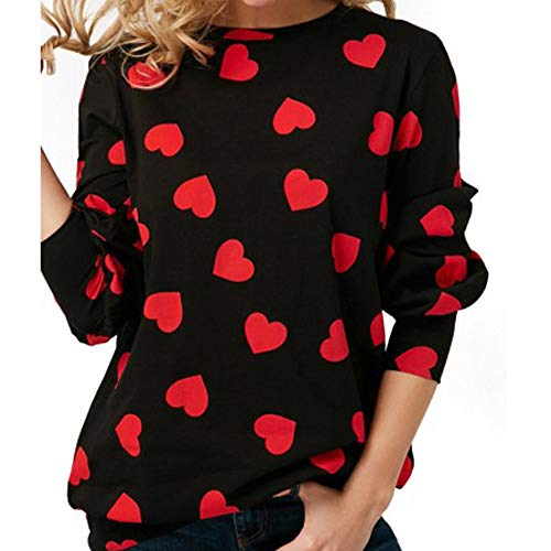 KEERADS Women Sweatshirt Camisas Casuales de Manga Larga con Estampado de Corazones Sudaderas para Mujer