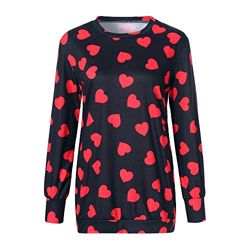 KEERADS Women Sweatshirt Camisas Casuales de Manga Larga con Estampado de Corazones Sudaderas para Mujer