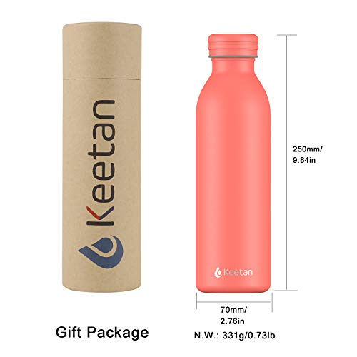 Keetan - Botella de agua de acero inoxidable Aislamiento al vacío de doble pared - 12 horas de calor, 24 horas de frío Sin BPA a prueba de fugas - Deportes, Ciclismo o entrenamiento en exteriors 600ML Keetan - Botella de agua de acero inoxidable Aislamiento al vacío de doble pared - 12 horas de calor, 24 horas de frío Sin BPA a prueba de fugas - Deportes, Ciclismo o entrenamiento en exteriors 600ML