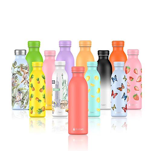 Keetan - Botella de agua de acero inoxidable Aislamiento al vacío de doble pared - 12 horas de calor, 24 horas de frío Sin BPA a prueba de fugas - Deportes, Ciclismo o entrenamiento en exteriors 600ML Keetan - Botella de agua de acero inoxidable Aislamiento al vacío de doble pared - 12 horas de calor, 24 horas de frío Sin BPA a prueba de fugas - Deportes, Ciclismo o entrenamiento en exteriors 600ML