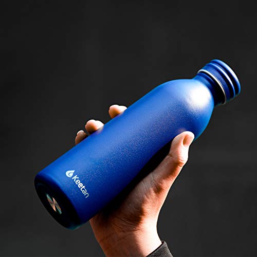 Keetan - Botella de agua de acero inoxidable Aislamiento al vacío de doble pared - 12 horas de calor, 24 horas de frío Sin BPA a prueba de fugas - Deportes, Ciclismo o entrenamiento en exteriors 600ML