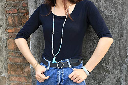 KELITCH Cuentas De Cristal Para Mujer Collar Elástico Con Borla Pulseras De Cristal Brazalete Pulseras De Envoltura Elástica (Azul) KELITCH Cuentas De Cristal Para Mujer Collar Elástico Con Borla Pulseras De Cristal Brazalete Pulseras De Envoltura Elástica (Azul)