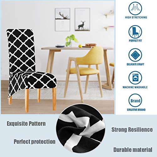 KELUINA 2/4/6 Piezas Fundas Sillas XL Comedor Funda Protectora, Protector Elástico De La Silla Fundas De Los Asientos para El Comedor Banquete De Boda Decoración del Partido (Negro,6 Pack)