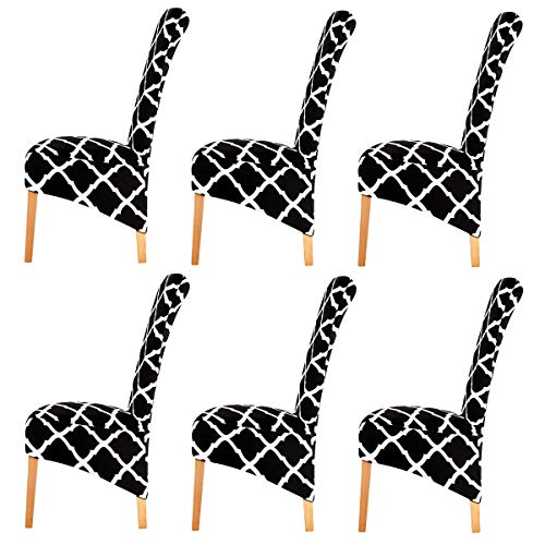 KELUINA 2/4/6 Piezas Fundas Sillas XL Comedor Funda Protectora, Protector Elástico De La Silla Fundas De Los Asientos para El Comedor Banquete De Boda Decoración del Partido (Negro,6 Pack) KELUINA 2/4/6 Piezas Fundas Sillas XL Comedor Funda Protectora, Protector Elástico De La Silla Fundas De Los Asientos para El Comedor Banquete De Boda Decoración del Partido (Negro,6 Pack)