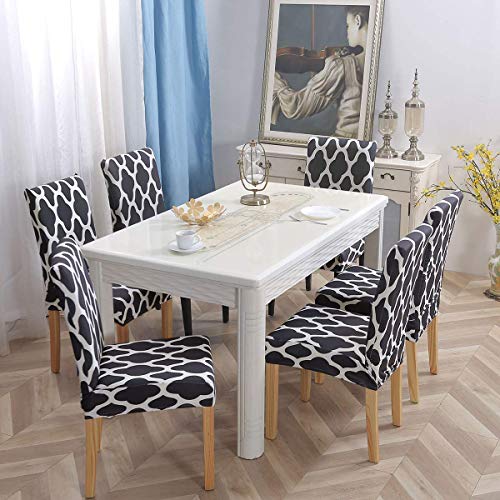 KELUINA 2/4/6 Piezas Fundas Sillas XL Comedor Funda Protectora, Protector Elástico De La Silla Fundas De Los Asientos para El Comedor Banquete De Boda Decoración del Partido (Negro,6 Pack) KELUINA 2/4/6 Piezas Fundas Sillas XL Comedor Funda Protectora, Protector Elástico De La Silla Fundas De Los Asientos para El Comedor Banquete De Boda Decoración del Partido (Negro,6 Pack)