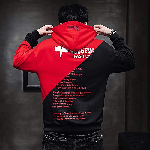 KENAIJING Hombre Sudadera con Capucha Deportiva Manga Larga Hoodie Camisa de Entrenamiento Casual (Rojo, 2XL)