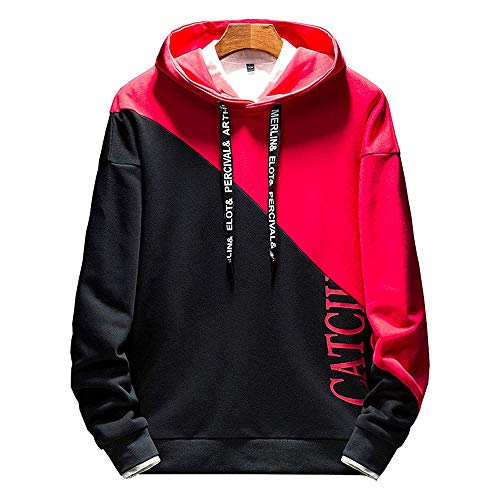 KENAIJING Hombre Sudadera con Capucha Deportiva Manga Larga Hoodie Camisa de Entrenamiento Casual (Rojo, 2XL)