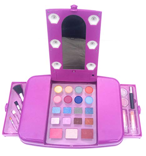 Kennedy Playsets Estuches de Maquillaje para Niñas - Maletín de Maquillaje Infantil con Espejo Tocador con Luces y Set de Cosméticos y Brochas - Juegos y Juguetes para Niñas De Seguridad Testada