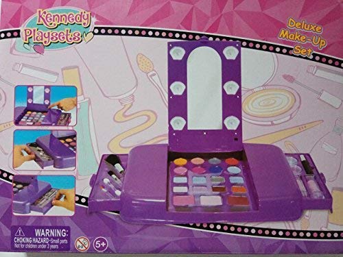 Kennedy Playsets Estuches de Maquillaje para Niñas - Maletín de Maquillaje Infantil con Espejo Tocador con Luces y Set de Cosméticos y Brochas - Juegos y Juguetes para Niñas De Seguridad Testada