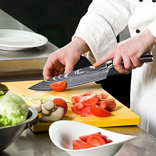 KEPEAK Cuchillo de Cocina, Cuchillos de Cocina Afilados de Acero Inoxidable de Diferentes Tamaños con Agarre Cómodo, Cuchillo de Cocina/Restaurante a Prueba de Herrumbre (G)