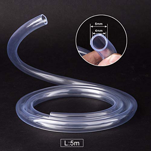 Kesote 4 mm (diámetro Interior) x 6 mm (diámetro Exterior) Tubo Flexible de PVC, Tubo Transparente de 5 Metros Ideal para Tanque y Acuario