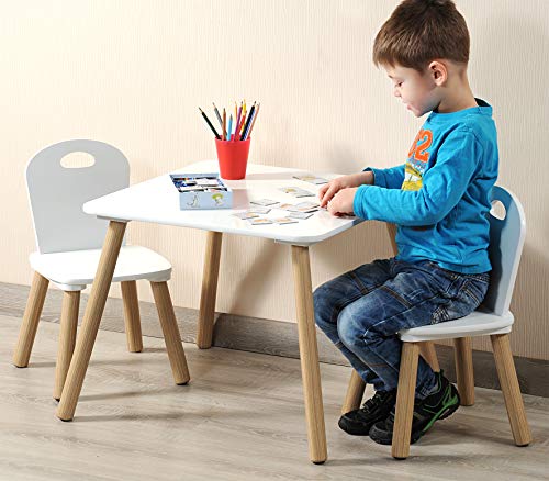 Kesper Mesa infantil con 2 sillas; color blanco, tamaño: mesa 55 x 55 x 45 cm, silla 27,5 x 27,5 x 50,5 cm, 1771213
