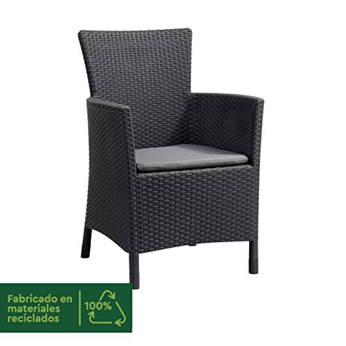 Keter Iowa Sillón de exterior e interior con cojín incluido, Grafito Keter Iowa Sillón de exterior e interior con cojín incluido, Grafito
