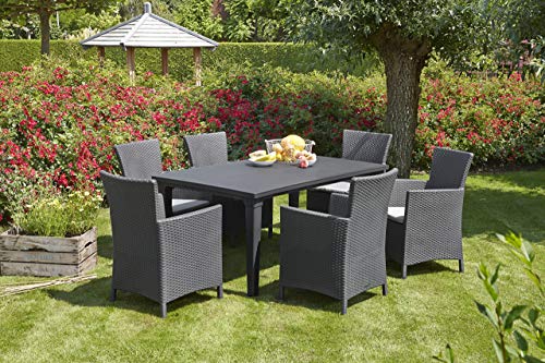 Keter Iowa Sillón de exterior e interior con cojín incluido, Grafito Keter Iowa Sillón de exterior e interior con cojín incluido, Grafito