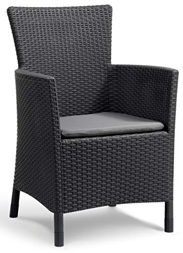 Keter Iowa Sillón de exterior e interior con cojín incluido, Grafito Keter Iowa Sillón de exterior e interior con cojín incluido, Grafito