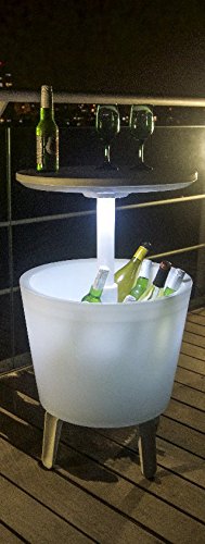 Keter - Mesa nevera para jardín Cool Bar iluminado, Color blanco Keter - Mesa nevera para jardín Cool Bar iluminado, Color blanco