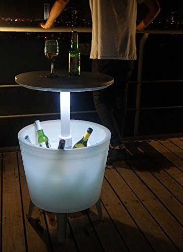 Keter - Mesa nevera para jardín Cool Bar iluminado, Color blanco Keter - Mesa nevera para jardín Cool Bar iluminado, Color blanco