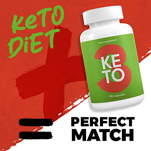 KETO 3 Quemagrasas Potente y Rápido - Pastillas para Adelgazar con Dieta Cetogénica sin Deporte para Mujeres y Hombres - Fat Burner & Detox - Contiene Garcinia, L-Carnitina, Cafeína - 90 Cápsulas