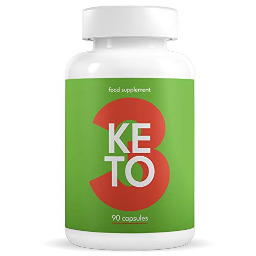 KETO 3 Quemagrasas Potente y Rápido - Pastillas para Adelgazar con Dieta Cetogénica sin Deporte para Mujeres y Hombres - Fat Burner & Detox - Contiene Garcinia, L-Carnitina, Cafeína - 90 Cápsulas