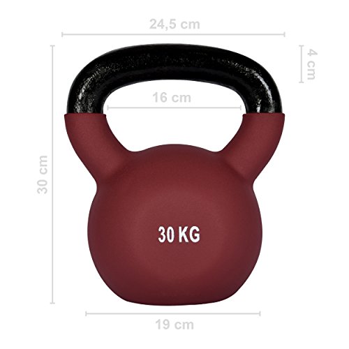 Kettlebell Profesional Neopreno 2 - 30 kg con póster de ejercicios, Pesas