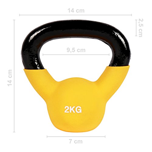 Kettlebell Profesional Neopreno 2 - 30 kg con póster de ejercicios, Pesas