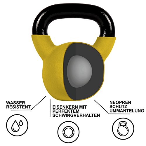 Kettlebell Profesional Neopreno 2 - 30 kg con póster de ejercicios, Pesas