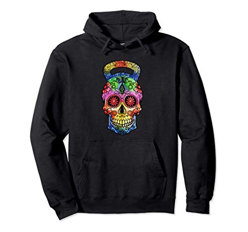 Kettlebell Sugar Skull Ejercicio de levantamiento de pesas Sudadera con Capucha Kettlebell Sugar Skull Ejercicio de levantamiento de pesas Sudadera con Capucha