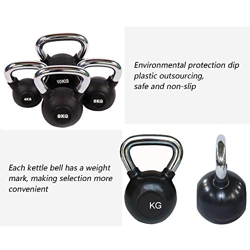 Kettlebells HUAHUA Gimnasio De Pesas Rusas, Moldeado Integralmente Kettlebell Encapsulación De Chapado, Seguro Y Duradero, 4 Kg, 6 Kg, 8 Kg, 10 Kg, 12 Kg, 16 Kg, 20 Kg (Size : 10kg)