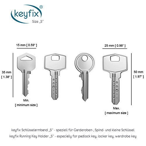keyfix Pulsera para Llaves S, Pulsera para Llaves de Fitnes para Llaves de armarios, taquillas y Llaves pequeñas, Verde KF003