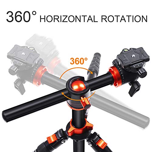 K&F Concept 170cm Trípode Cámara Reflex TM2515T1 con Monopie, 360° y 180° Columna Central Transversal, 360° Rótula de Bola Panorámica y 1/4" Placa Rápida Liberación para Cámara DSLR Canon Nikon Sony K&F Concept 170cm Trípode Cámara Reflex TM2515T1 con Monopie, 360° y 180° Columna Central Transversal, 360° Rótula de Bola Panorámica y 1/4" Placa Rápida Liberación para Cámara DSLR Canon Nikon Sony