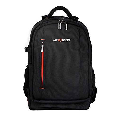 K&F Concept - Mochila para Cámara Réflex Lente Trípode Flash Ordenador Portátil de 13.3" y iPad de 10", Azul (Negro&Naranja)