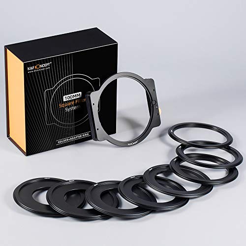 K&F Concept Portafiltro de Metal para Filtro Cuadrado Soporte de Filtro con 8 Anillos Adaptadores K&F Concept Portafiltro de Metal para Filtro Cuadrado Soporte de Filtro con 8 Anillos Adaptadores