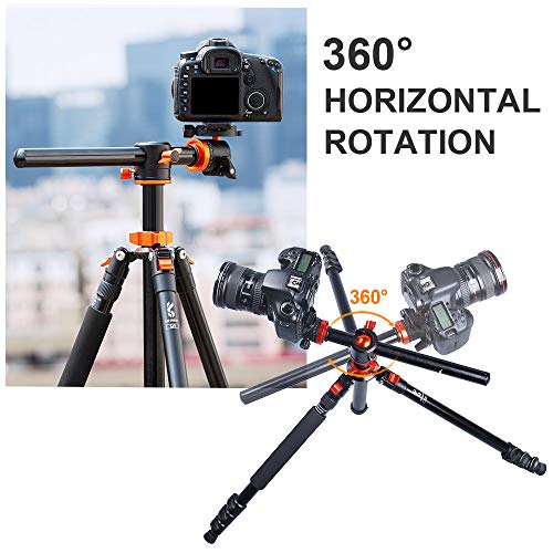 K&F Concept - Trípode de cámara de 183 cm con trípode de eje horizontal con placa de liberación rápida metálica con cabeza de bola panorámica de 360° monopié desmontable con bolsa para transporte K&F Concept - Trípode de cámara de 183 cm con trípode de eje horizontal con placa de liberación rápida metálica con cabeza de bola panorámica de 360° monopié desmontable con bolsa para transporte