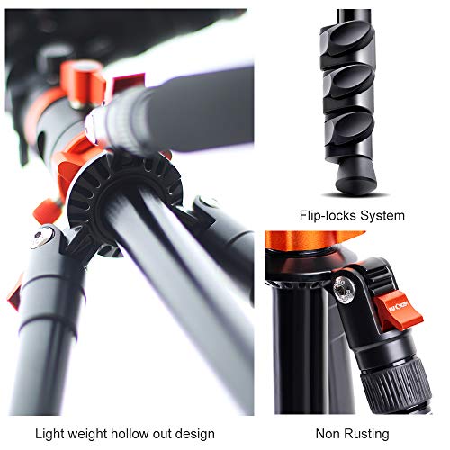 K&F Concept - Trípode de cámara de 183 cm con trípode de eje horizontal con placa de liberación rápida metálica con cabeza de bola panorámica de 360° monopié desmontable con bolsa para transporte K&F Concept - Trípode de cámara de 183 cm con trípode de eje horizontal con placa de liberación rápida metálica con cabeza de bola panorámica de 360° monopié desmontable con bolsa para transporte