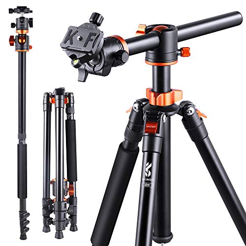 K&F Concept - Trípode de cámara de 183 cm con trípode de eje horizontal con placa de liberación rápida metálica con cabeza de bola panorámica de 360° monopié desmontable con bolsa para transporte K&F Concept - Trípode de cámara de 183 cm con trípode de eje horizontal con placa de liberación rápida metálica con cabeza de bola panorámica de 360° monopié desmontable con bolsa para transporte
