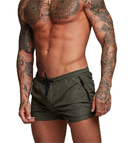 Kfnire Bañadores de natación, Pantalones Cortos de los Hombres de Secado rápido Playa Surf Corriendo Pantalones Cortos de natación Boxeadores Ligero Shorts (EU M=Tag L, Verde)