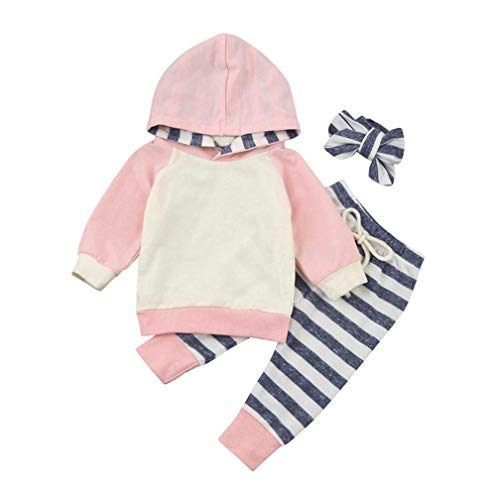 Kfnire - Conjunto de bebé compuesto de pantalones y sudadera con capucha, diseño de leopardo Striscia Rosa 0- 3 meses