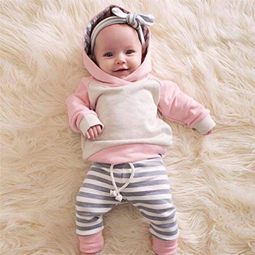 Kfnire - Conjunto de bebé compuesto de pantalones y sudadera con capucha, diseño de leopardo Striscia Rosa 0- 3 meses Kfnire - Conjunto de bebé compuesto de pantalones y sudadera con capucha, diseño de leopardo Striscia Rosa 0- 3 meses