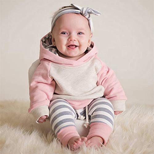 Kfnire - Conjunto de bebé compuesto de pantalones y sudadera con capucha, diseño de leopardo Striscia Rosa 0- 3 meses