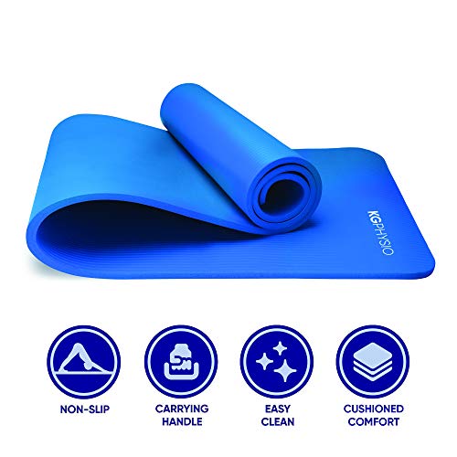 KG Physio Yoga Mat - Esterilla Yoga Antideslizante Extra Gruesa 183 cm x 60 cm x 1cm con Correa de Hombro - Fabricada con NBR para garantizar Que Sea Esterilla Antideslizante.