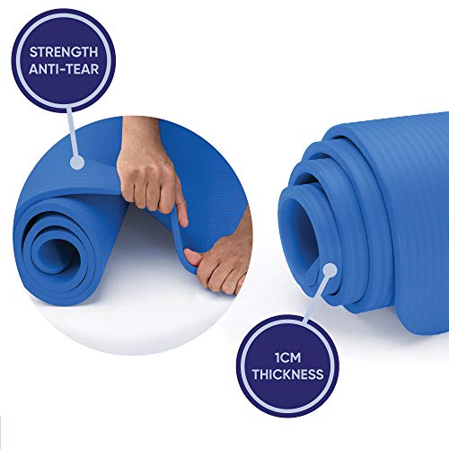 KG Physio Yoga Mat - Esterilla Yoga Antideslizante Extra Gruesa 183 cm x 60 cm x 1cm con Correa de Hombro - Fabricada con NBR para garantizar Que Sea Esterilla Antideslizante.