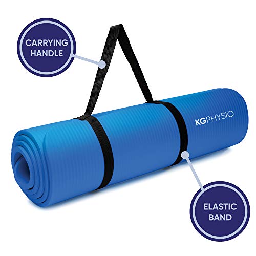 KG Physio Yoga Mat - Esterilla Yoga Antideslizante Extra Gruesa 183 cm x 60 cm x 1cm con Correa de Hombro - Fabricada con NBR para garantizar Que Sea Esterilla Antideslizante.