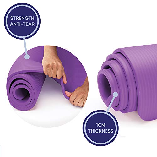 KG Physio Yoga Mat - Esterilla Yoga Antideslizante Extra Gruesa 183 cm x 60 cm x 1cm con Correa de Hombro - Fabricada con NBR para garantizar Que Sea Esterilla Antideslizante.