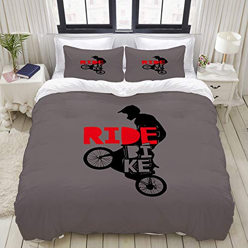 Kgblfd Juego de Ropa de Cama 3 Piezas Microfibra,Cool BMX Design Ride Bike Bicicleta para Hombres y niños - BMX Gift - Bike Gift,1 Funda Nórdica y 2 Funda de Almohada (Cama 240x260)