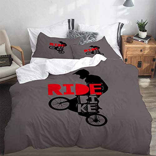 Kgblfd Juego de Ropa de Cama 3 Piezas Microfibra,Cool BMX Design Ride Bike Bicicleta para Hombres y niños - BMX Gift - Bike Gift,1 Funda Nórdica y 2 Funda de Almohada (Cama 240x260)
