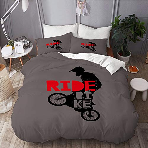 Kgblfd Juego de Ropa de Cama 3 Piezas Microfibra,Cool BMX Design Ride Bike Bicicleta para Hombres y niños - BMX Gift - Bike Gift,1 Funda Nórdica y 2 Funda de Almohada (Cama 240x260)