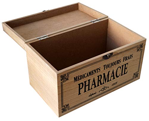 khevga - Caja con Tapa de Madera y decoración con Motivos de Farmacia (23 x 13 x 13 cm)
