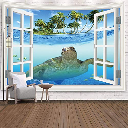 KHKJ Ventana Tapiz Vista Planta Verde 3D Mar Flores Colgante de Pared Alfombra Manta Colcha Toalla de Yoga Hogar Playa Decoración de la Pared A10 150x130cm KHKJ Ventana Tapiz Vista Planta Verde 3D Mar Flores Colgante de Pared Alfombra Manta Colcha Toalla de Yoga Hogar Playa Decoración de la Pared A10 150x130cm