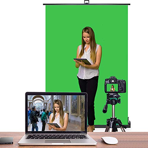 KHOMO GEAR Pantalla Verde Chroma Profesional Plegable con Base de Aluminio Transportable para Fondo de Fotografía y Videos - 138 x 208 cm